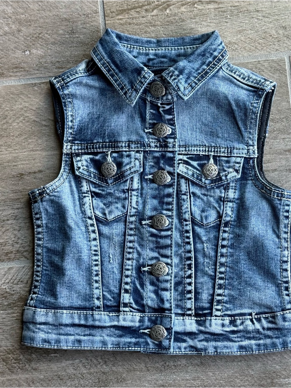 Silver Jeans Girls Denim Button-Front Vest - Light Blue